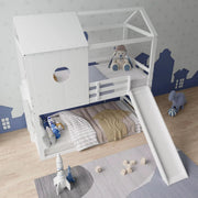 Luxe stapelbed Valora voor kinderen - 90x200 cm - Kinderbedden - Hoogslaper - Met Hoektrap, valbeveiliging en raam - Peuterbed