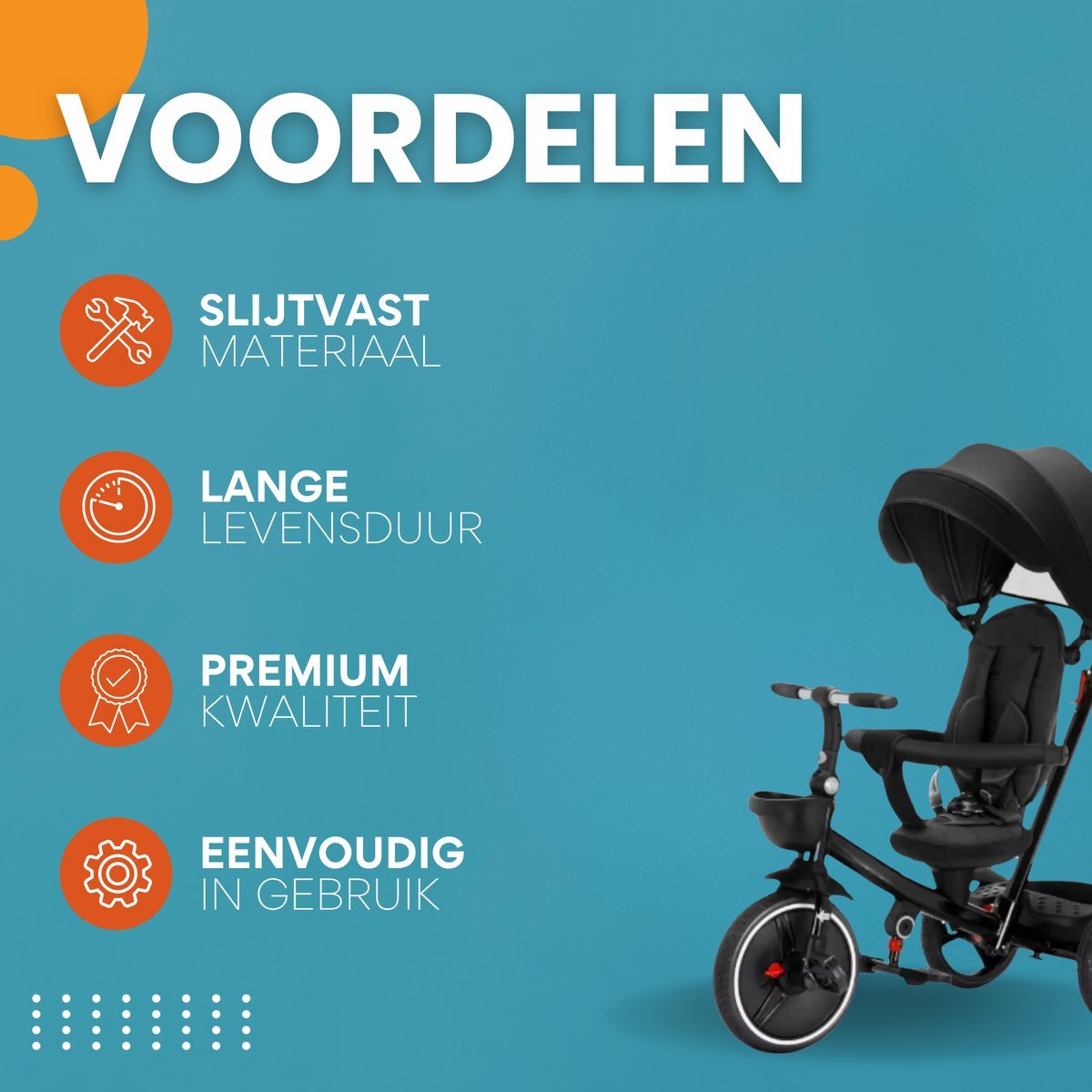 Opulence Baby driewieler 6-in-1 - Voor kinderen - Duwfiets met duwstang - Babyfiets - Loopfiets - Peuterfiets - Zwart
