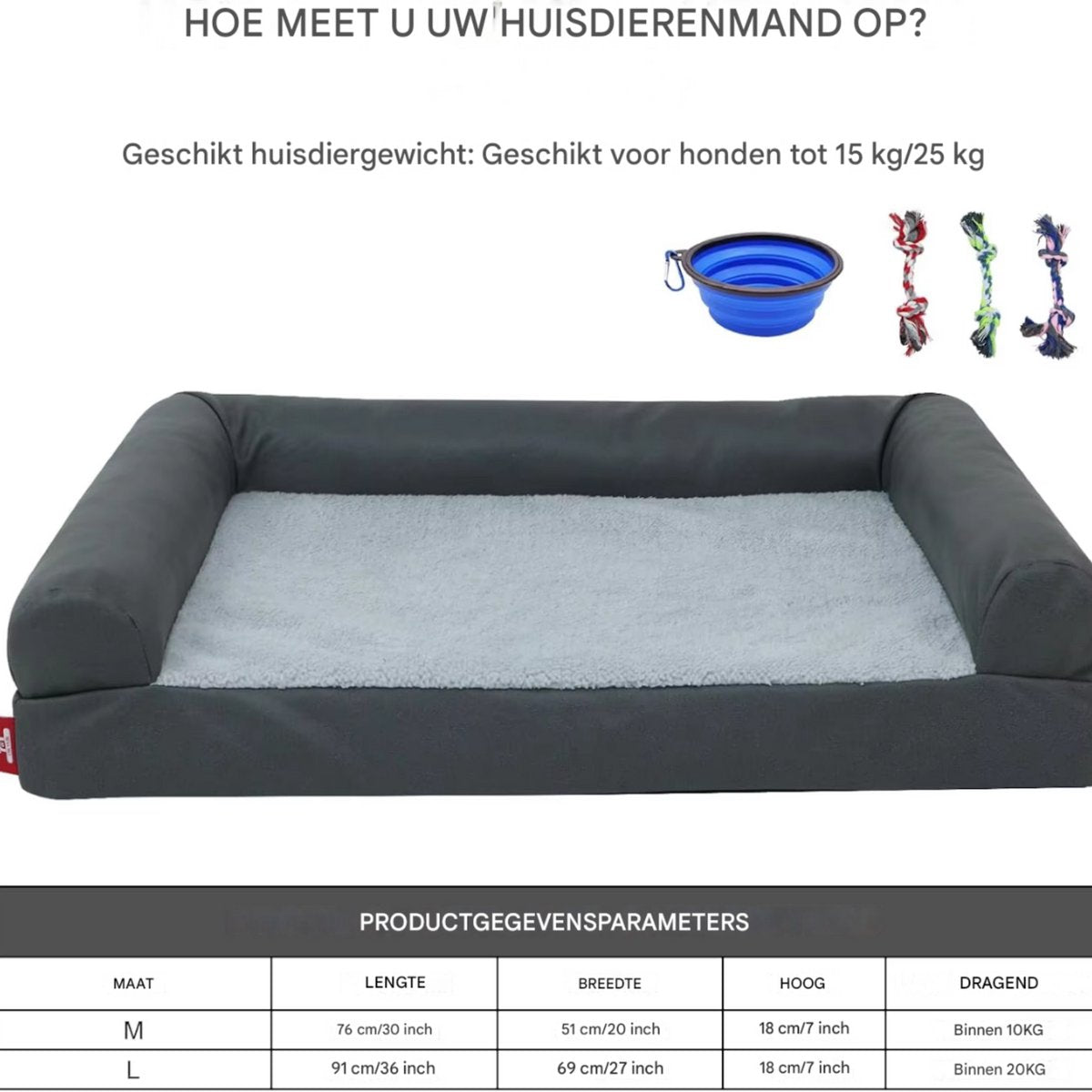 Hondenbench - 76cm - Hondenbed - Donkergrijs - Hondensofa - Hondenzetel - Wasbaar - Ook voor katten