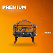 Vuurkorf Valora met vonkenbeschermer - Tuinbarbecue - Vuurschaal - Terrashaard - Rookbarbecue - Voor Buiten BBQ - Voor tuin, terras en winterverwarming - Retro tuinhaard inclusief poker- en houtskoolrooster - Ø71 cm