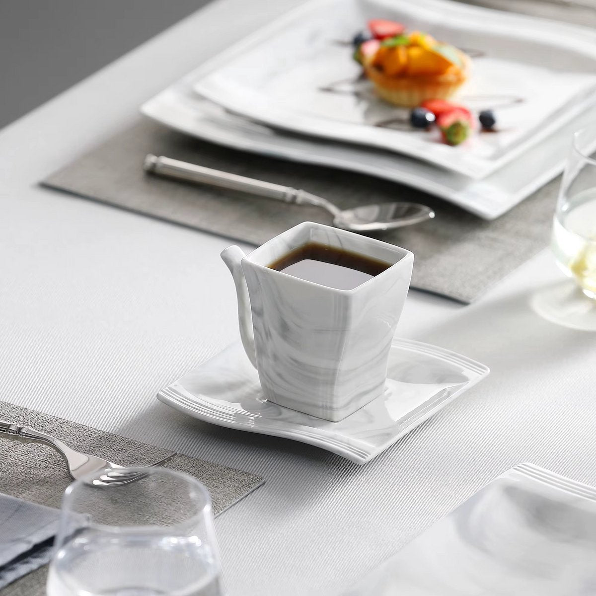 Royalty Dinerborden – Dinerborden – 6 persoons – 30 delig – Marmerlook Keramisch – Kleine Borden – Elegant tafelservies