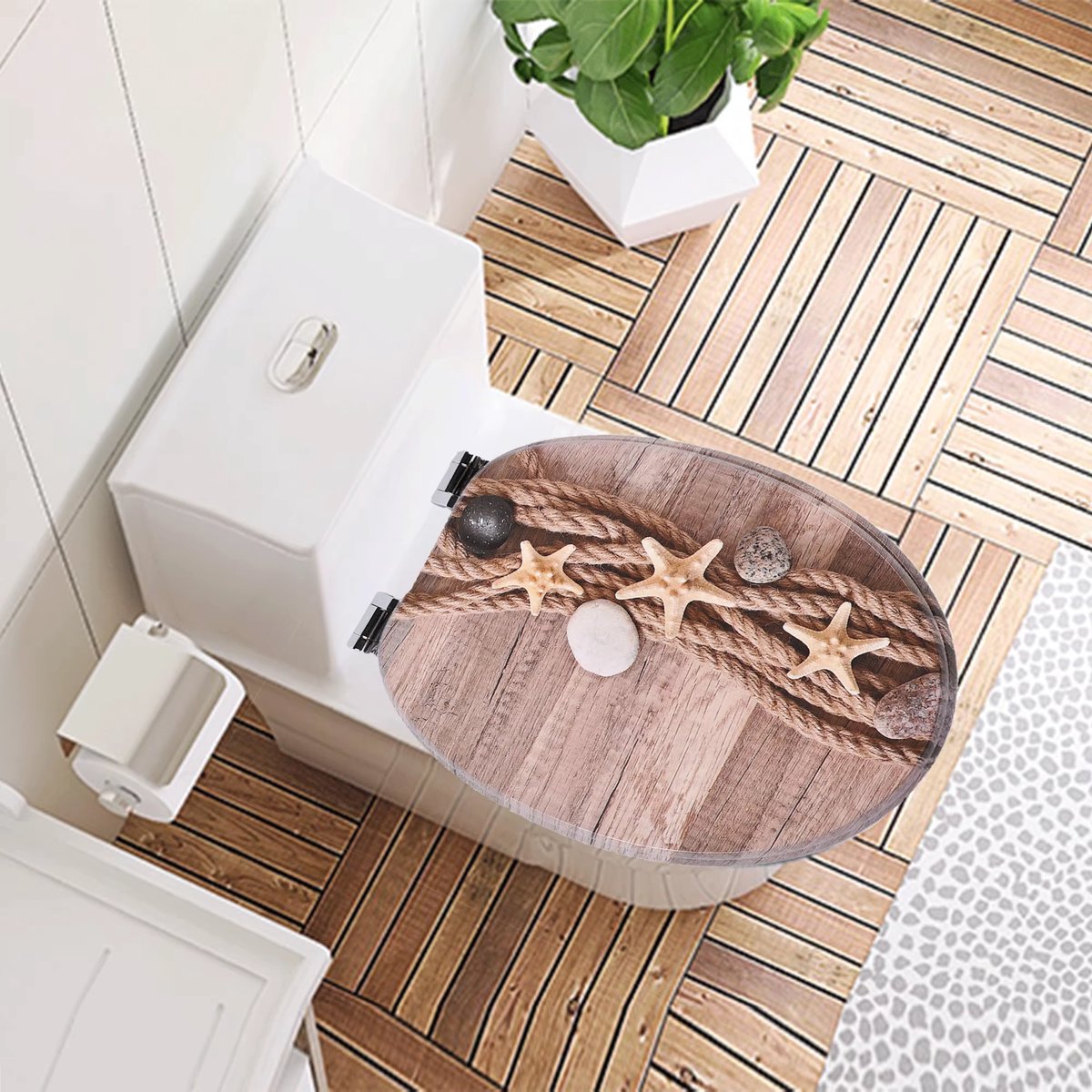 WC-bril - Toiletbril – Voor Toilet & Badkamer – Soft-Close – Hout - Met print