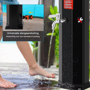 Vrijstaande Buiten Douche - Zwart - Tuindouche - Sauna douche - 360° Zonne-energie Douchekop en Voetspoeluitloop - Temperatuurgestuurd tot 60°C - Met Deksel - 60L
