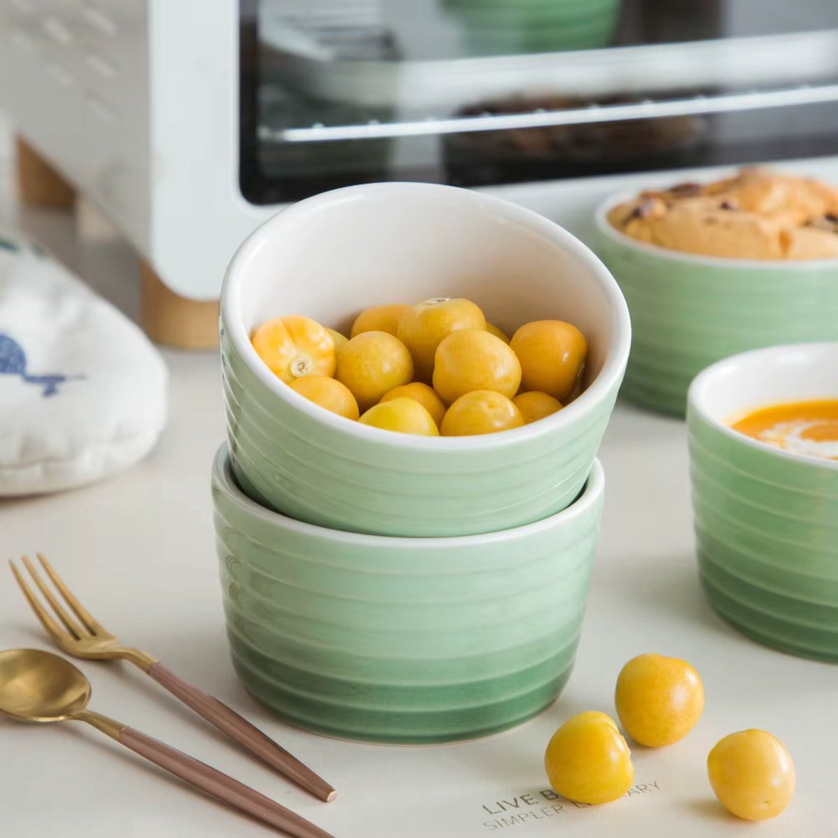 Royalty Kommen – Breakfast Plates - Serviesset – 6 delig – Groen Keramisch – Eetborden – Perfect voor diner