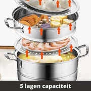Bolt Edge Stoompan - 5 Laags - Groentestomer - Couscous Pan - Multisteamer