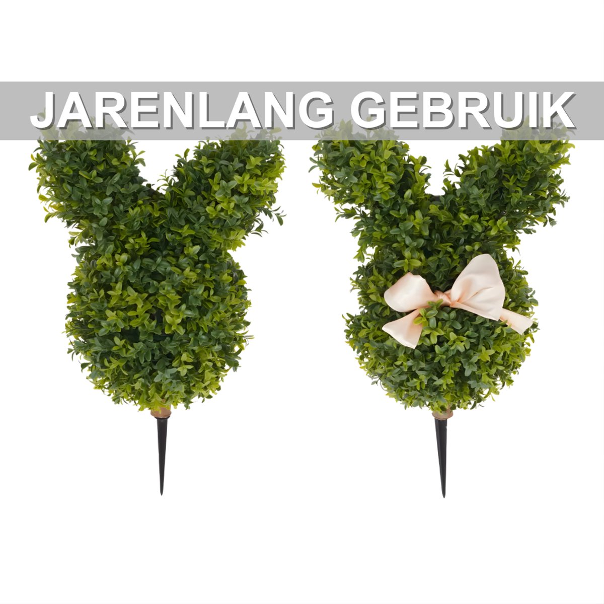 Kunstplant konijnvorm - Voor Binnen en Buiten / Decoratie - Konijnvormige Buchsbaum Kunstplant - Plastic / Groen - 50cm