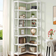 Hoek boekenkast met 7 Lagen - Hoekkast - Wit - Hoekrek - Voor Woonkamer, Slaapkamer of Kantoor
