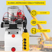 Hydraulische pomp - 12V - Dubbelwerkend - Dump trailer pomp lift - Heftruck - 4,5L reservoir - Voor heftoepassingen