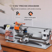 Precisie Metaal Draaibank - 800W - 17,8x40,6cm - 50-2500rpm - MT5 Spindelkegel - Voor Hobby en werkplaats