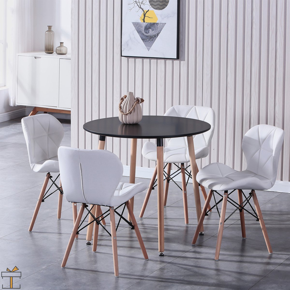 Happyment Moderne Eetkamerstoelen Wit - Set van 8 - Woonkamerstoelen - Zithoogte 38cm - Keukenstoelen - Kuipstoel