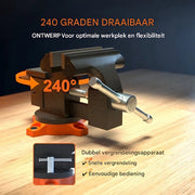 Bankschroef Universeel- Met tafelklem- Draaibaar- Werkbank Klem - 240° Draaibaar Aambeeld - 1,5-4,5 cm Spanbereik