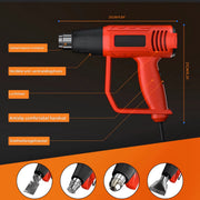 Warmtepistool Deluxe - 2000W Professionele Dubbele Temperatuurinstellingen 60℃-600℃ - Snelle Heteluchtpistoolset met 4 Nozzles