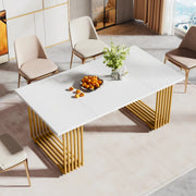Moderne eetkamertafel Novio - Woonkamer -Marmerlook Blad - 160cm