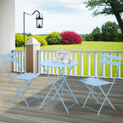 Bistroset 2 persoons - Metaal - Tuinset - Met bistrostoeltjes - 3-delig - Tuintafel - Blauw