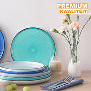 Lucarno Serviesset - 12 delig - 4 persoons - Blauw - Dinerborden - Bordenset - Diepe borden - Ontbijtborden - Servies - Keukenservies