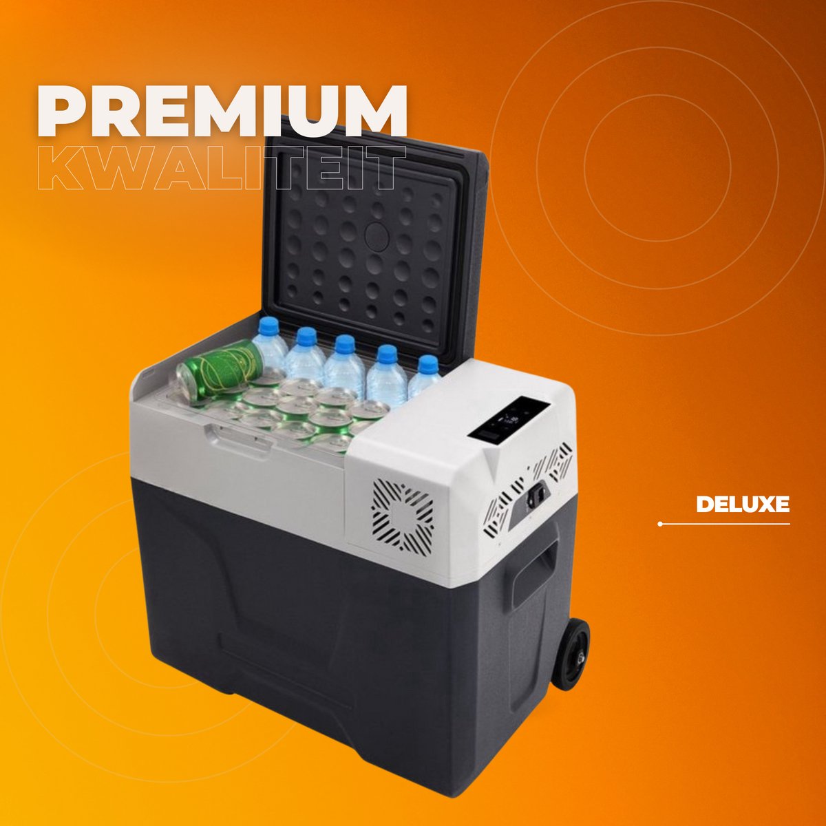 Auto Koelbox met Compressor – 50L Draagbare Koelkast met LCD Display – 12/220V Campingkoeler
