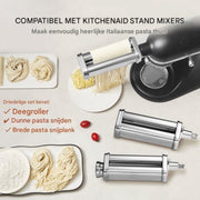 Pastamachines Set - Pastamaker - 3-Delig RVS - Met Reinigingsborstel - Voor Spaghetti