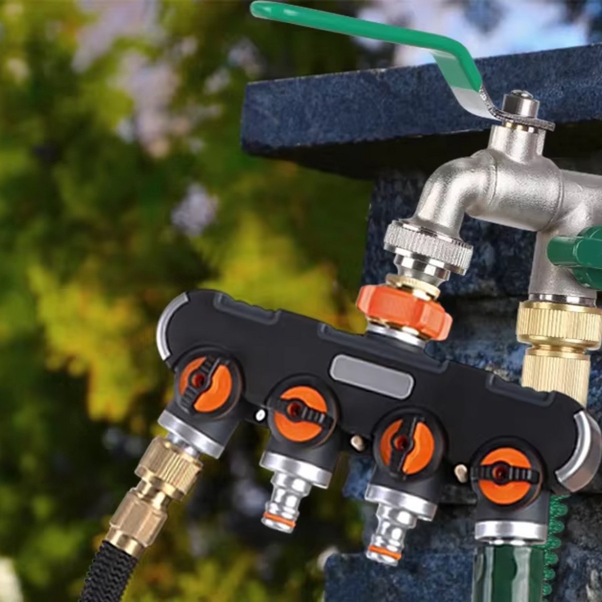 Kogelkraan - Dubbele Aansluiting Tankadapter - Kogeluitlaat - Kraanafvoeradapter voor Algemene Tonnen en Regenwatercontainers - Messing Kraanklep met Kogelkraan