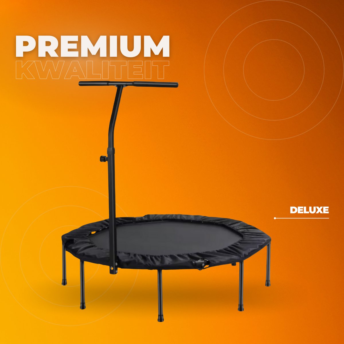 Fitness trampoline - Voor volwassenen - 127cm springoppervlak - Zwart - Opvouwbaar - in hoogte verstelbare handgreep - Spring trampoline voor binnen en buiten