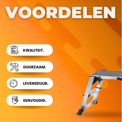 Aluminium Werkkruk - 200KG - Stevig - Opstapje - Krukje - Opklapbare - Zilver