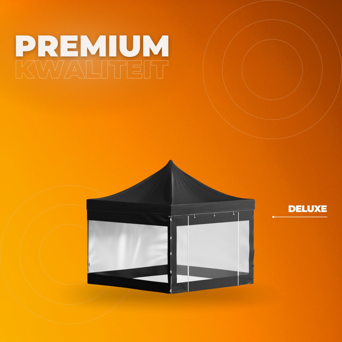 Partytent 3x3 meter - Met zijkanten - Vouwtent - Zwart - Paviljoen - Opbouwbaar - PVC tent - Tuintent