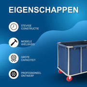 Waswagen - Wasverzamelwagen - Wasmand - Voor thuis, hotel en horeca - Blauw