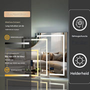 Muziek Badkamerspiegel - Met bluetooth en verlichting - 70x90cm - Voor Badkamer, Make-up & Wandmontage - Dimbaar licht - Vierkant