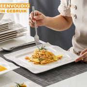 Haute Ontbijtborden – 6 persoons – 28 delig – Wit Keramisch – Eetborden – Breakfast Plates