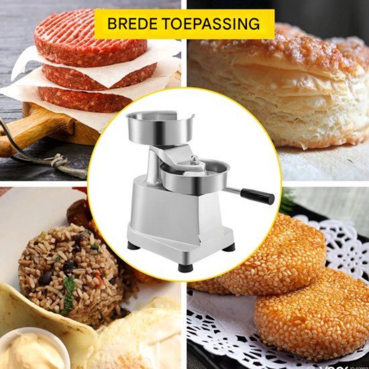 Happyment Hamburgerpers Deluxe - RVS - Hamburger maker - Grijs - Compact