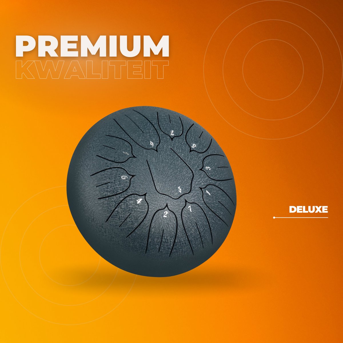 Tongue drum Deluxe - 25cm - Handpan Handtrommel - Tongtrommel staal - Steel Tong - 11 tonen Percussie Instrument - Klankschaal set - Marine blauw