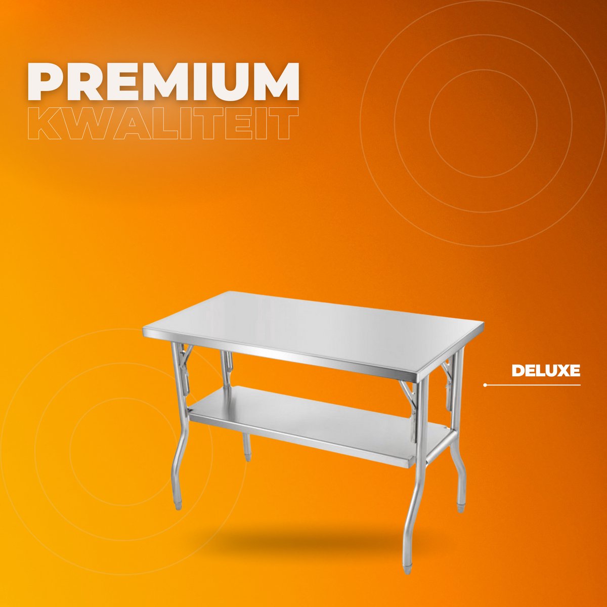 RVS Werktafel - Werkbank - 1220x610x850 mm - Keuken- of Garagegebruik