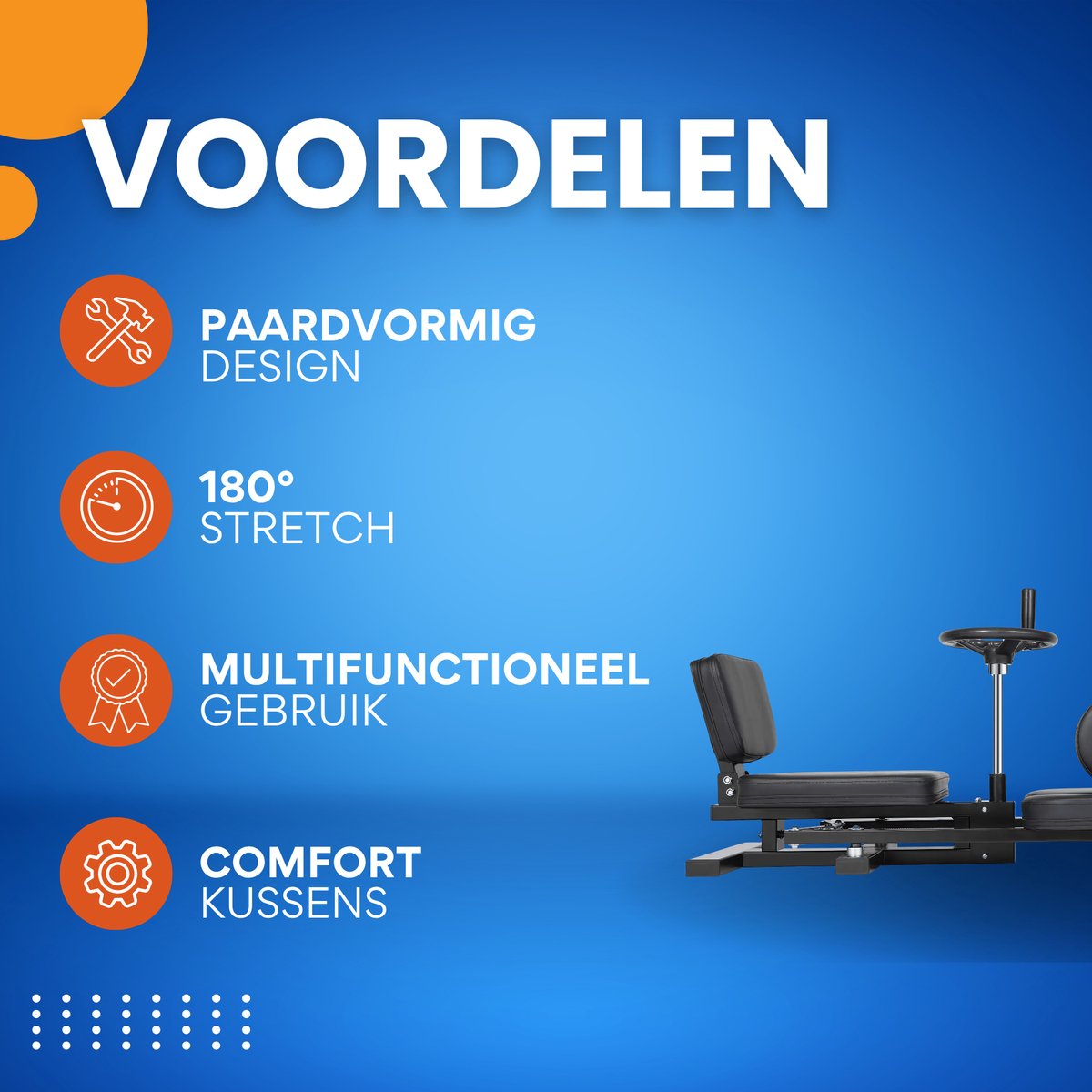 Professionele Beenstretcher - Benentrainer - Trainingsapparatuur - Flexibiliteit trainer - Spagaattrainer - Voor Yoga, Gymnastiek & Thuisfitness - Paardvormig Design met 180° Maximale Rek - Gewrichtsbeschermende Kussens
