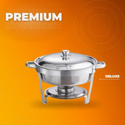 Buffetwarmer - Warmhoudplaat elektrisch - Voedselverwarmer - Chafing dish - Warmhoudbakken - RVS Set - 5,38L - 4-delig Ronde Container