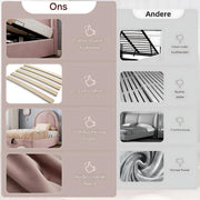 Kinderbed - Kinderbedden - Eenpersoonsbed - Voor Jongens & Meisjes - Eenpersoonsbed met Kosmisch Patroon - Roze Fluweel - Zonder Matras - 90x190