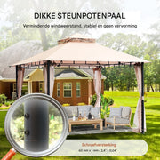 Opvouwbaar paviljoen - Feesttent - Luxe tent - 330x330x316 cm - Beige