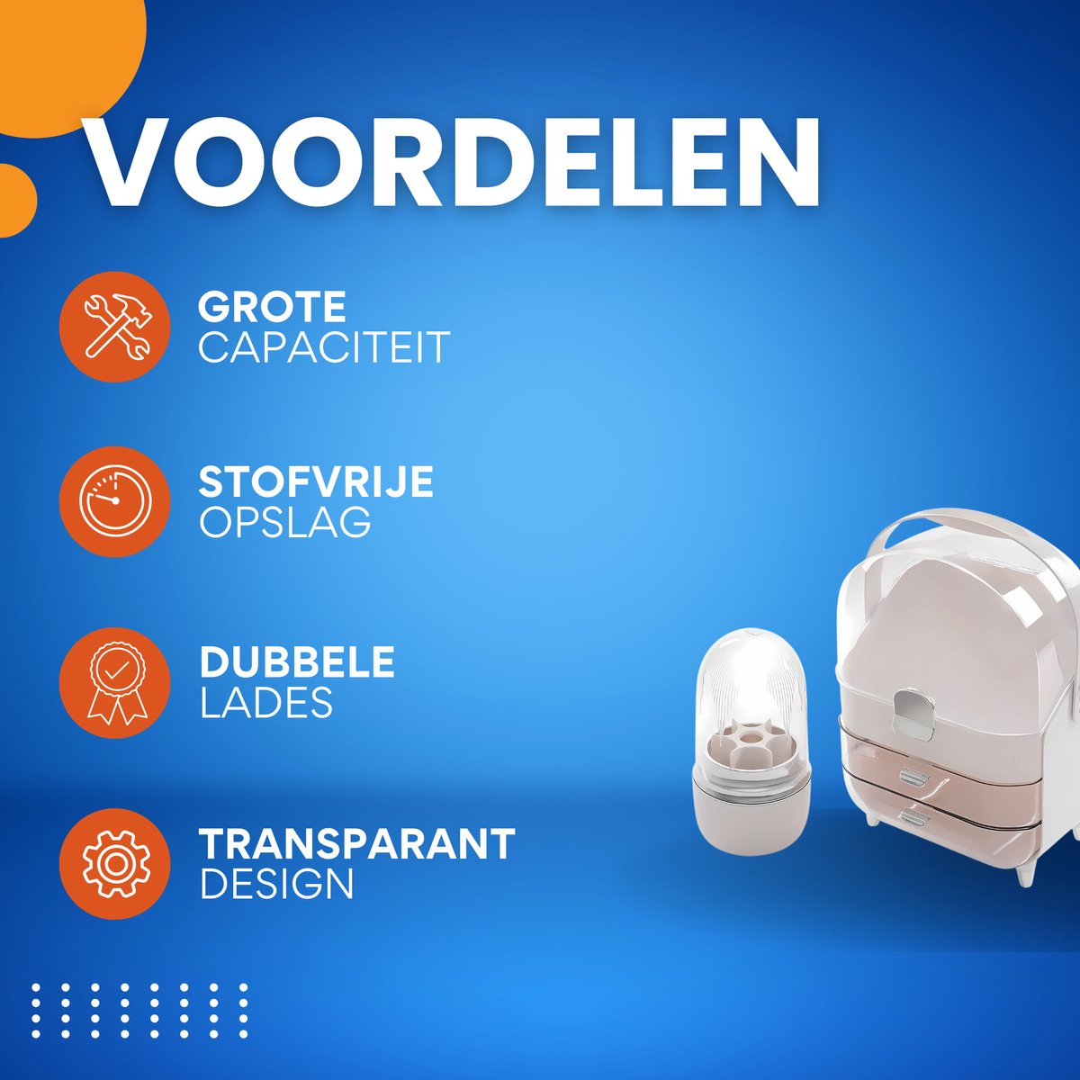 Make-up Organizer - Skincare organizer - Opbergdoos - Sieradendoos - met 2 Lades - Voor Cosmetica & Sieraden op Bureau - Wit