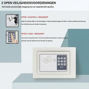 Brandwerende Waterdichte Veiligheidskluis Lucian - 2 Handmatige Override Sleutels - Veiligheidsbox met Dubbel Digitaal Toetsenbord en Sleutel