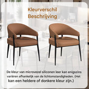 Keukenstoelen Valora - Luxe Keukenstoelen - Set van 2 - Microvezelleer Eetkamerstoelen met Gestoffeerde Zitting - Voor Restaurant, Hotel of Kantoor