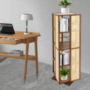 Draaibare boekenkast - Boekenrek - Opberruimte - Voor boekenopslag - Voor boeken en decoratie - 4-laags - 360° draaibaar ontwerp - Tan