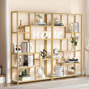 Boekenkast Ceylix - 8 Lagen - Boekenrek - Moderne Opbergrek Metaal - Goud met Marmerlook - Woonkamer