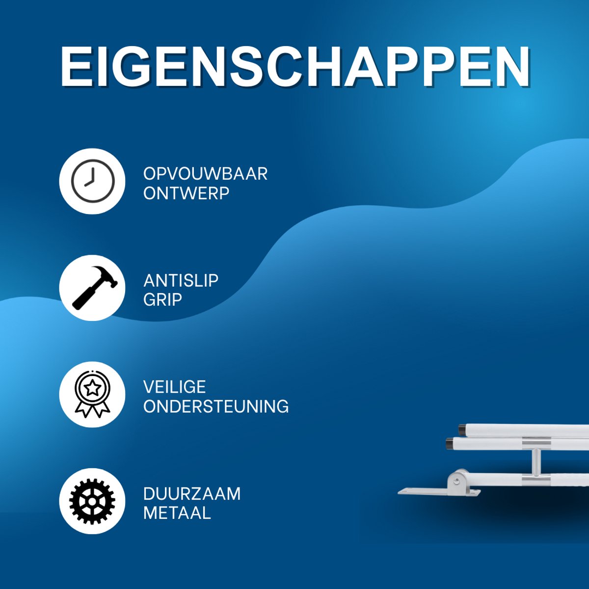Toilet wandbeugel PRO - Opvouwbaar - Voor badkamer en toilet - Handgreep - 60cm - Steunbeugel met antislip - Ouderen- WC - 70cm