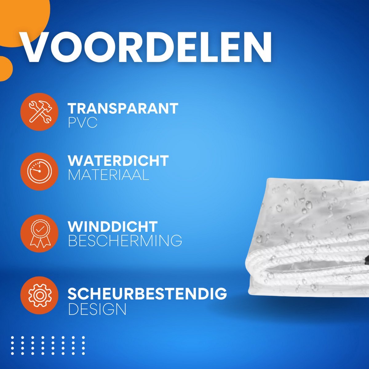 Transparant PVC zeildoek Fioren - Waterdicht - Dekzeil - Veranda - Overkapping - Wind - 200x200cm