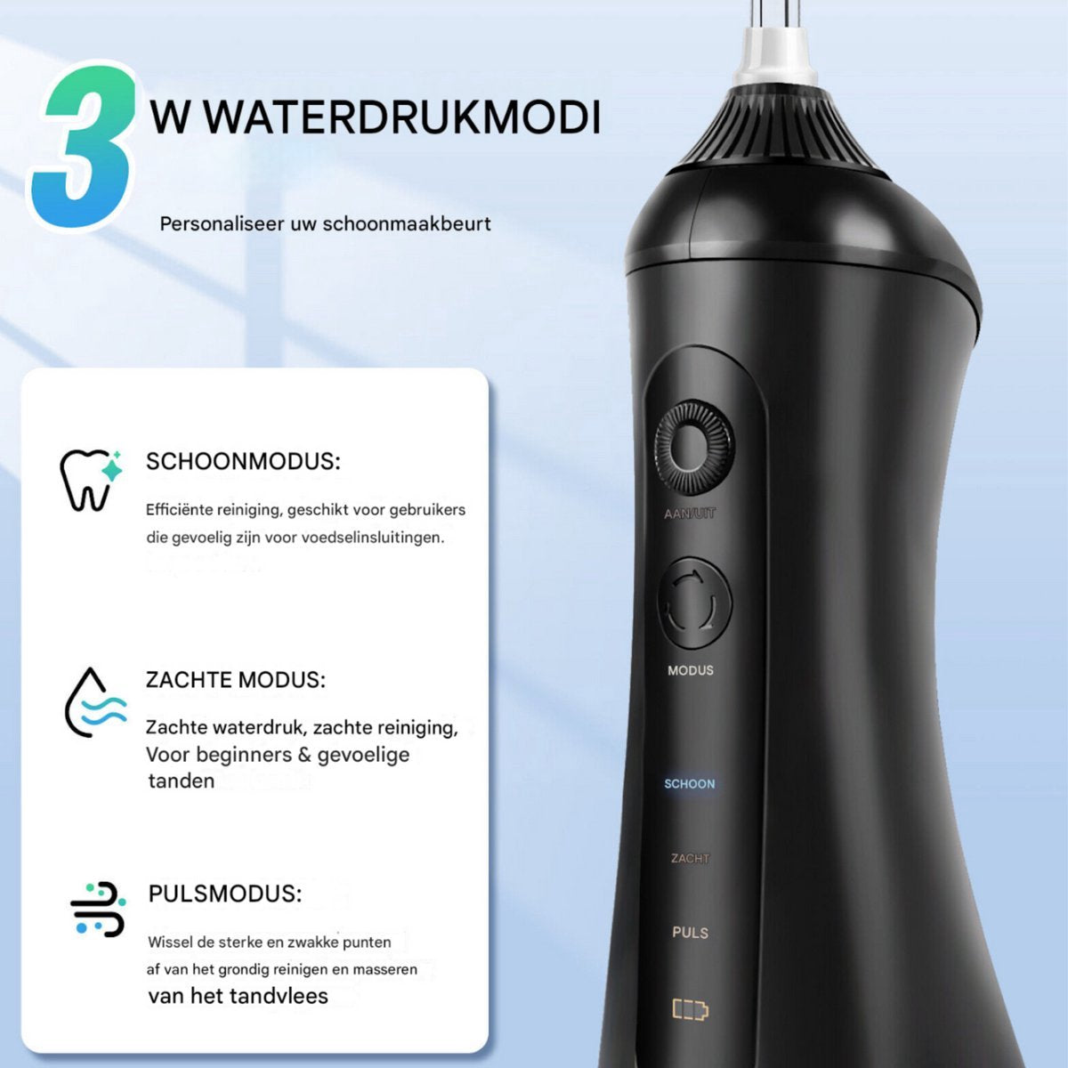 Flosser Zyrell - Draadloze Waterflosser - Oplaadbare Monddouche met 6 Jet Tips - 3 Modi - Tandheelkundige Flosser voor Tanden & Tandvlees