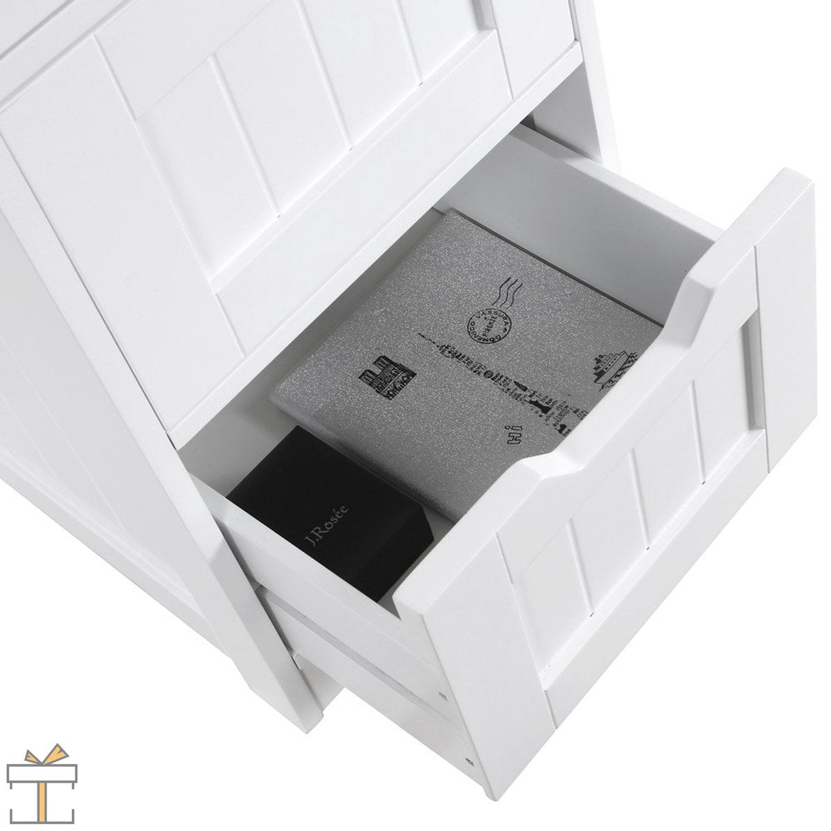 Happyment® Kolomkast badkamer staand - Badkamermeubel - Badkamerkast hoog - Wit - 4 lades - Black friday - Sinterklaas - Kerstcadeau