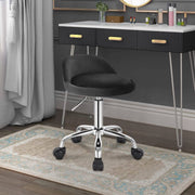 Luxe werkkruk - Op wielen - Zwart - Zadelkruk - Kapperskruk - Tabouret draaikruk - Zonder rugleuning - Ergonomisch - Velvet