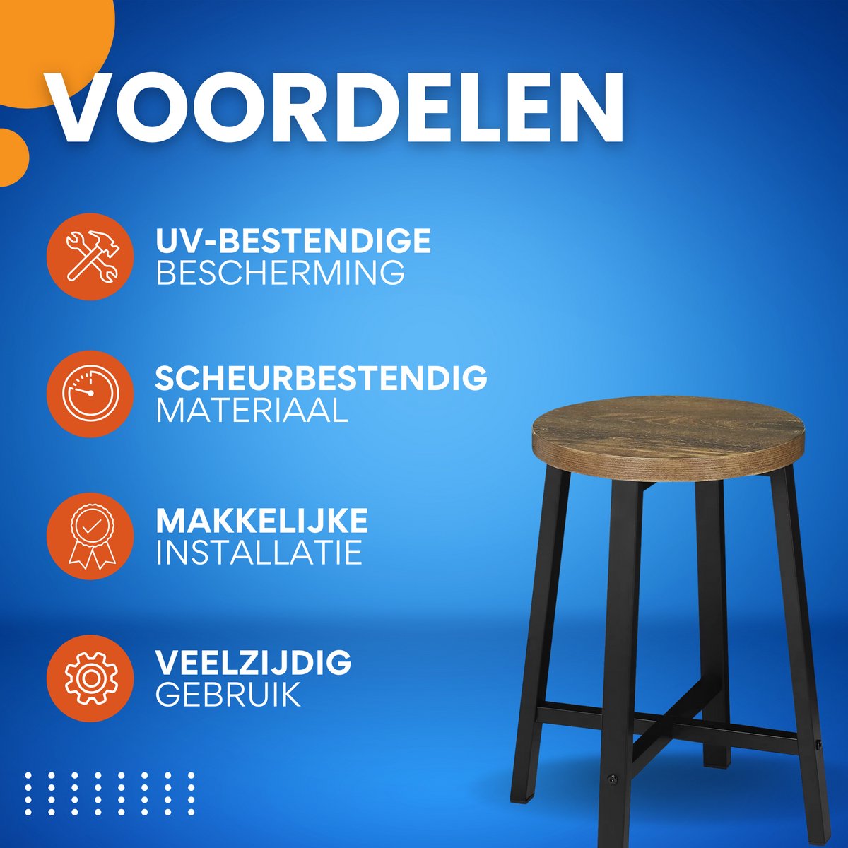 Eetkamerkrukken Vintaro - Set Stoelen - Industriële Stijl - Metalen Poten - Voor Eetkamer, Keuken, Restaurant & Café