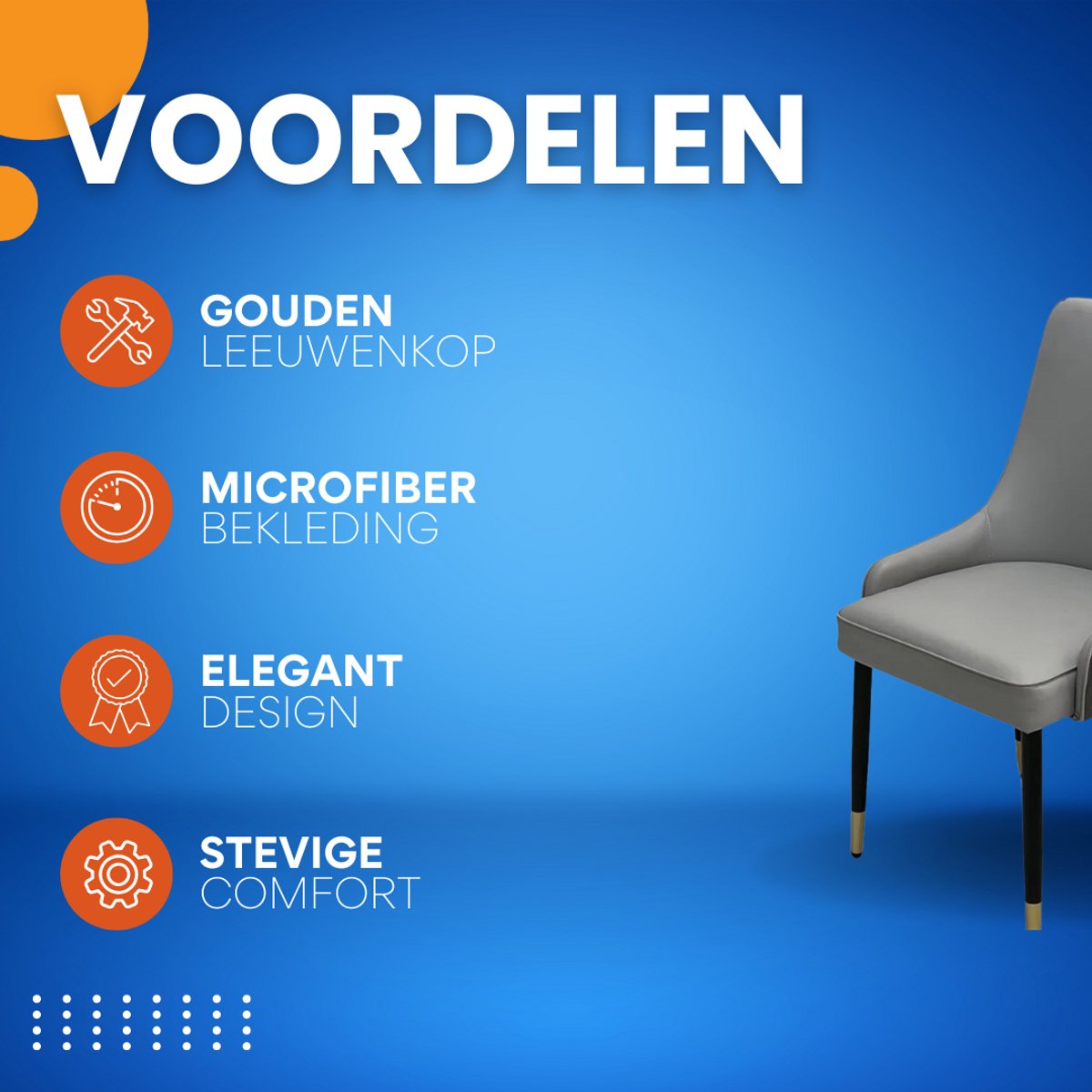 Luxe Eetkamerstoelen Paris - Set van 2 - Met Hoge Dichtheid Sponsschuim - Elegante Keuken- of Restaurantstoel - Lounge - Grijs