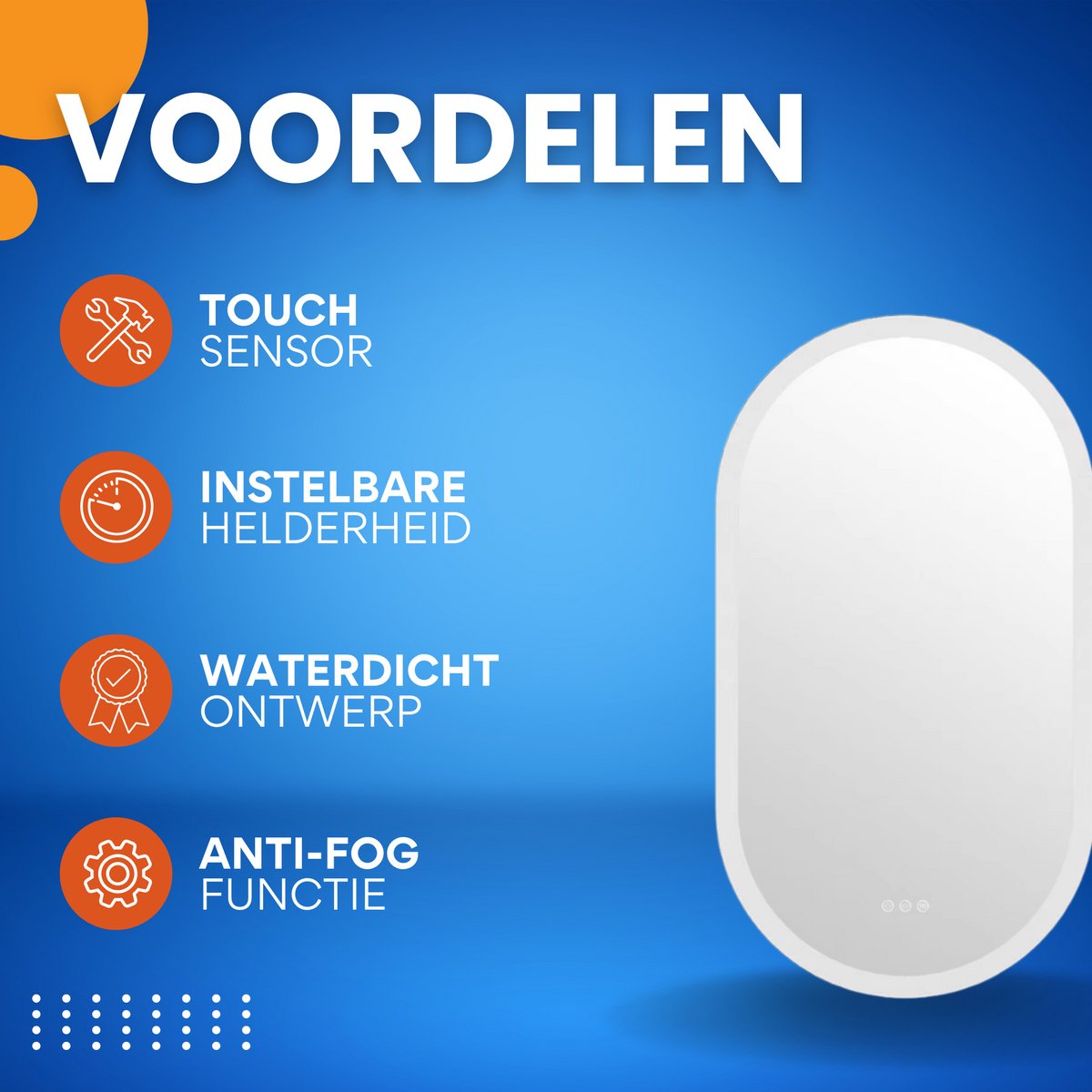 Ovale LED Badkamerspiegel - Met verlichting - 50x80cm - Voor Badkamer - Wandmontage - Dimbaar licht