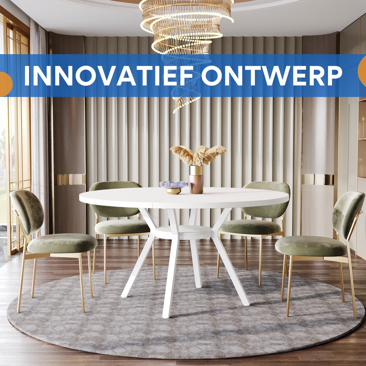 Ronde Eettafel Zurich - Voor 4 personen - 120cm - Voor Keuken of eetkamer - Wit