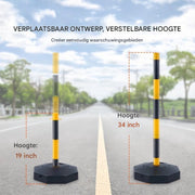 Afzetpalen - Set van 6 - Slagboompalen - Afzetlint - Afzetkoord - Afzetketting - 285x285mm - Verkeerskegels met Ketting